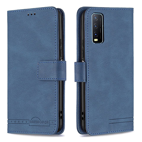 Coque Portefeuille Livre Cuir Etui Clapet B15F pour Vivo Y11s Bleu