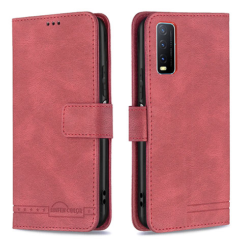 Coque Portefeuille Livre Cuir Etui Clapet B15F pour Vivo Y11s Rouge