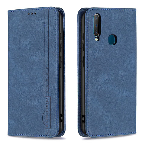 Coque Portefeuille Livre Cuir Etui Clapet B15F pour Vivo Y15 Bleu