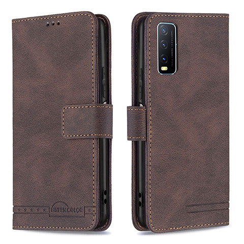 Coque Portefeuille Livre Cuir Etui Clapet B15F pour Vivo Y20 (2021) Marron