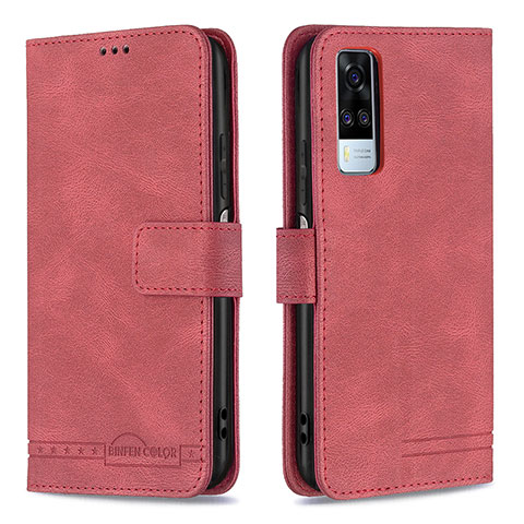 Coque Portefeuille Livre Cuir Etui Clapet B15F pour Vivo Y31 (2021) Rouge