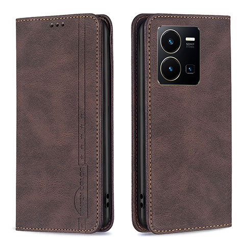 Coque Portefeuille Livre Cuir Etui Clapet B15F pour Vivo Y35 4G Marron