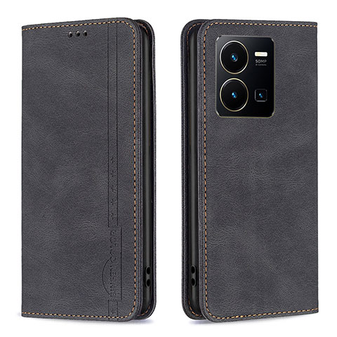 Coque Portefeuille Livre Cuir Etui Clapet B15F pour Vivo Y35 4G Noir