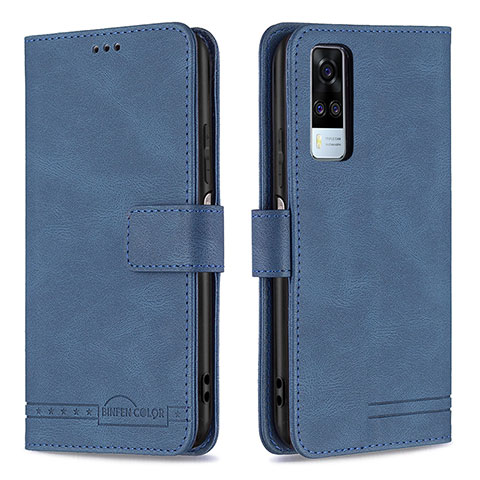 Coque Portefeuille Livre Cuir Etui Clapet B15F pour Vivo Y51 (2021) Bleu