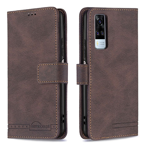 Coque Portefeuille Livre Cuir Etui Clapet B15F pour Vivo Y51 (2021) Marron