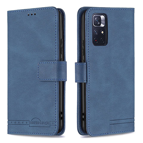 Coque Portefeuille Livre Cuir Etui Clapet B15F pour Xiaomi Poco M4 Pro 5G Bleu