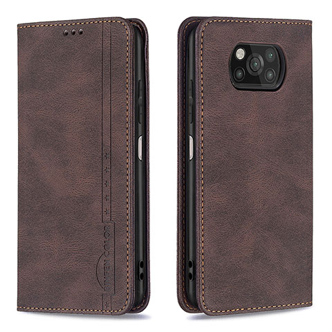 Coque Portefeuille Livre Cuir Etui Clapet B15F pour Xiaomi Poco X3 NFC Marron