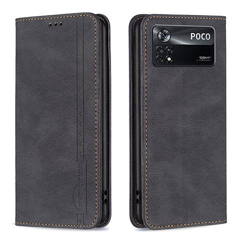 Coque Portefeuille Livre Cuir Etui Clapet B15F pour Xiaomi Poco X4 Pro 5G Noir