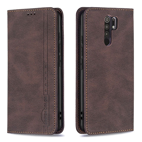 Coque Portefeuille Livre Cuir Etui Clapet B15F pour Xiaomi Redmi 9 Prime India Marron