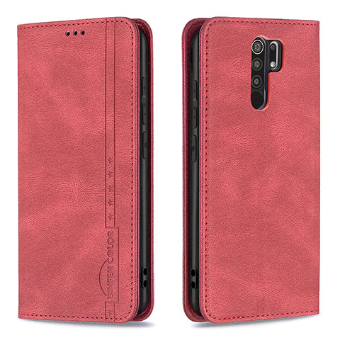 Coque Portefeuille Livre Cuir Etui Clapet B15F pour Xiaomi Redmi 9 Prime India Rouge