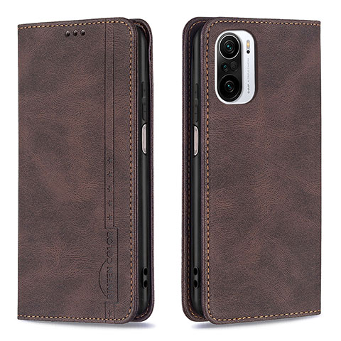 Coque Portefeuille Livre Cuir Etui Clapet B15F pour Xiaomi Redmi K40 Pro 5G Marron