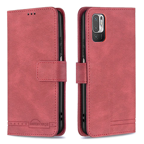 Coque Portefeuille Livre Cuir Etui Clapet B15F pour Xiaomi Redmi Note 10 5G Rouge