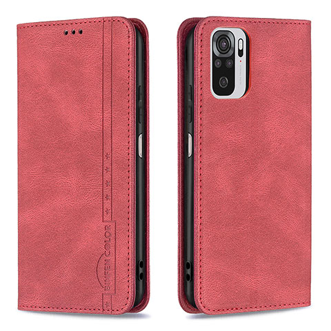 Coque Portefeuille Livre Cuir Etui Clapet B15F pour Xiaomi Redmi Note 10S 4G Rouge