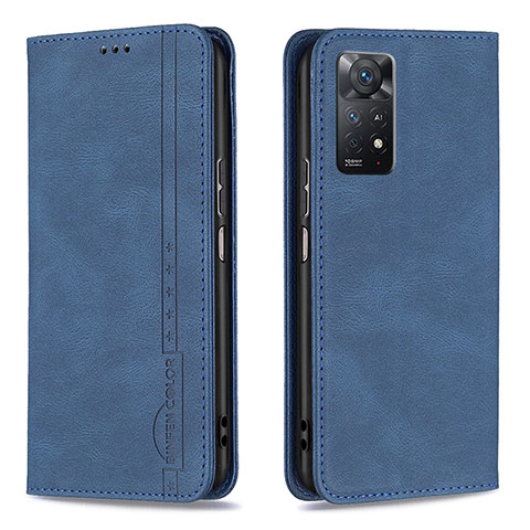 Coque Portefeuille Livre Cuir Etui Clapet B15F pour Xiaomi Redmi Note 11 Pro 4G Bleu