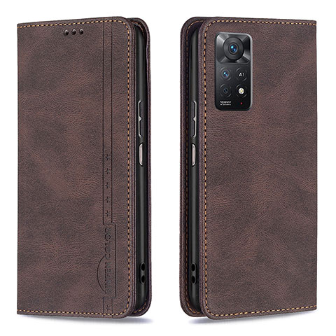 Coque Portefeuille Livre Cuir Etui Clapet B15F pour Xiaomi Redmi Note 11 Pro 4G Marron