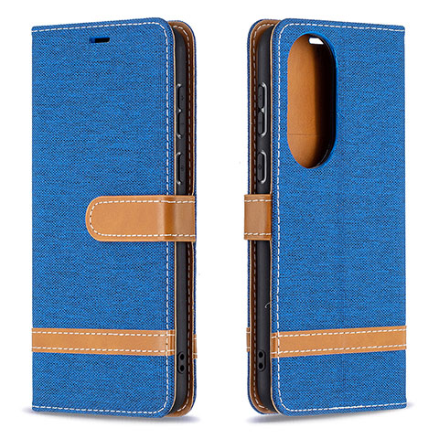 Coque Portefeuille Livre Cuir Etui Clapet B16F pour Huawei P50 Bleu Royal