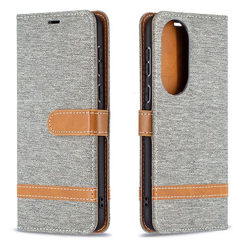 Coque Portefeuille Livre Cuir Etui Clapet B16F pour Huawei P50 Gris