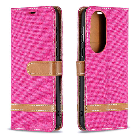 Coque Portefeuille Livre Cuir Etui Clapet B16F pour Huawei P50 Rose Rouge