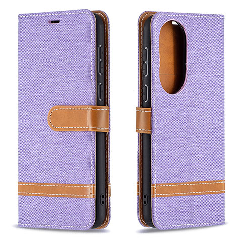 Coque Portefeuille Livre Cuir Etui Clapet B16F pour Huawei P50 Violet Clair