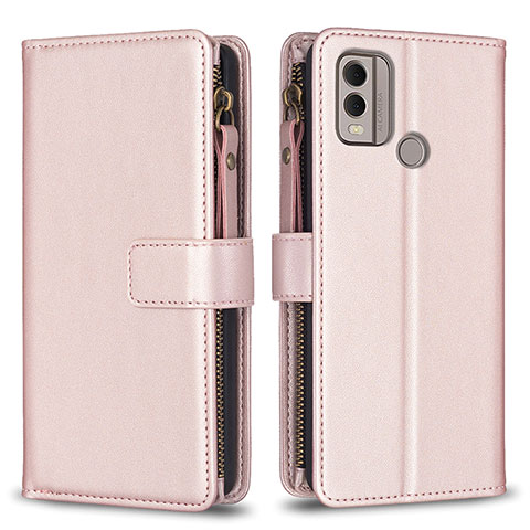 Coque Portefeuille Livre Cuir Etui Clapet B16F pour Nokia C22 Or Rose