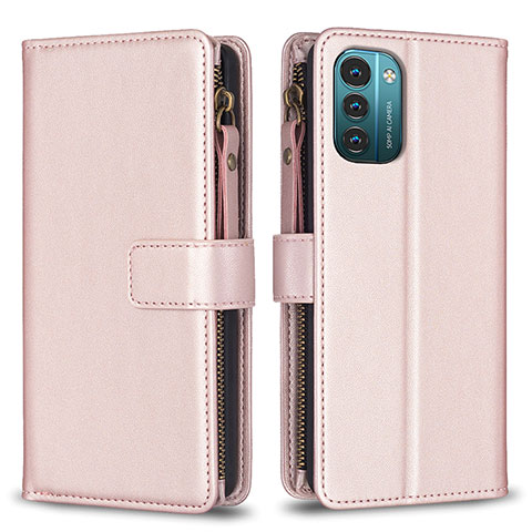 Coque Portefeuille Livre Cuir Etui Clapet B16F pour Nokia G11 Or Rose