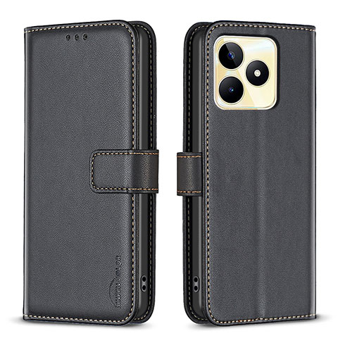 Coque Portefeuille Livre Cuir Etui Clapet B16F pour Realme C51 Noir