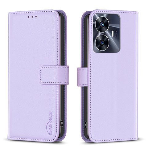 Coque Portefeuille Livre Cuir Etui Clapet B16F pour Realme C55 Violet Clair