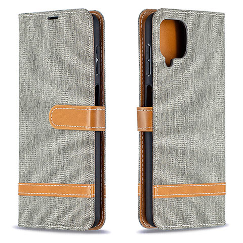 Coque Portefeuille Livre Cuir Etui Clapet B16F pour Samsung Galaxy A12 Gris