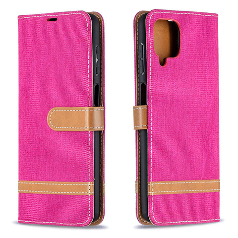 Coque Portefeuille Livre Cuir Etui Clapet B16F pour Samsung Galaxy A12 Rose Rouge