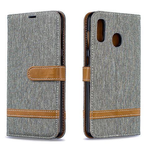 Coque Portefeuille Livre Cuir Etui Clapet B16F pour Samsung Galaxy A20 Gris