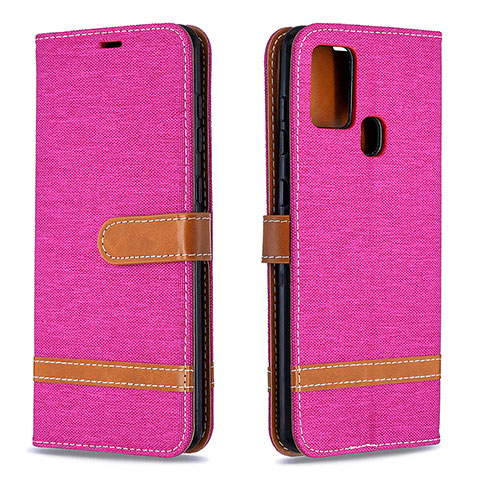 Coque Portefeuille Livre Cuir Etui Clapet B16F pour Samsung Galaxy A21s Rose Rouge