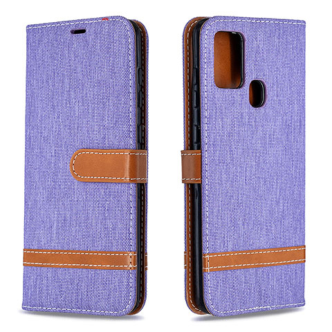 Coque Portefeuille Livre Cuir Etui Clapet B16F pour Samsung Galaxy A21s Violet Clair