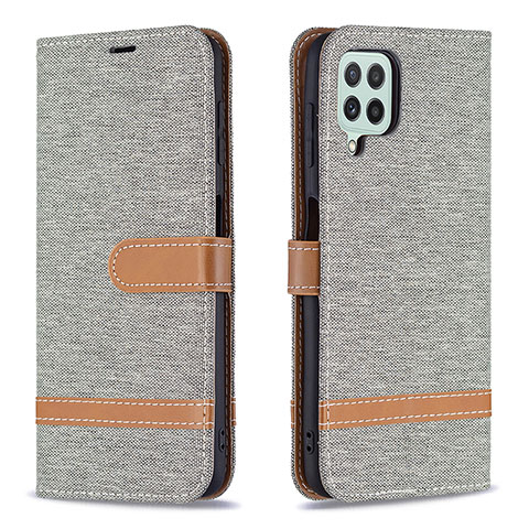 Coque Portefeuille Livre Cuir Etui Clapet B16F pour Samsung Galaxy A22 4G Gris