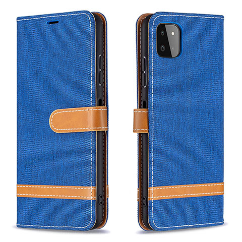 Coque Portefeuille Livre Cuir Etui Clapet B16F pour Samsung Galaxy A22 5G Bleu