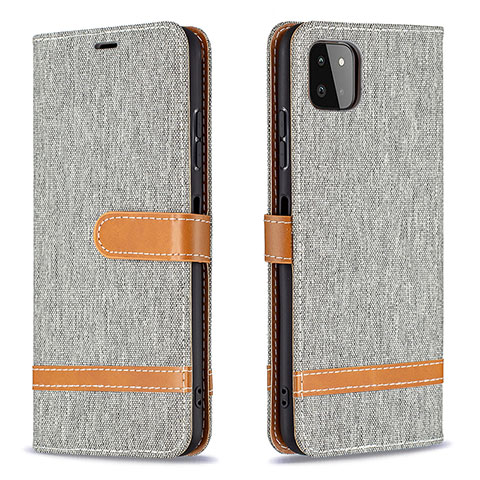 Coque Portefeuille Livre Cuir Etui Clapet B16F pour Samsung Galaxy A22 5G Gris