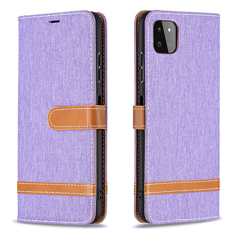 Coque Portefeuille Livre Cuir Etui Clapet B16F pour Samsung Galaxy A22 5G Violet Clair