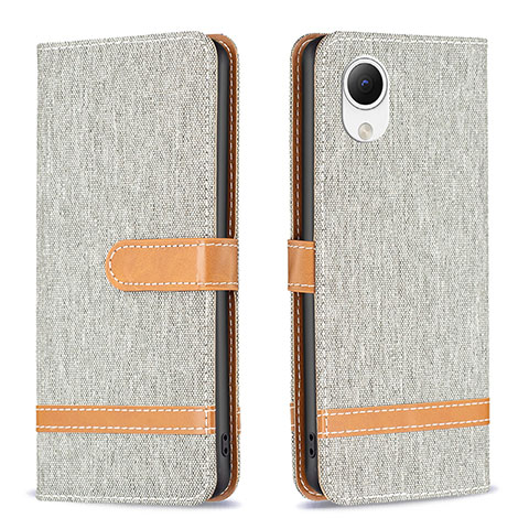 Coque Portefeuille Livre Cuir Etui Clapet B16F pour Samsung Galaxy A23 5G SC-56C Gris