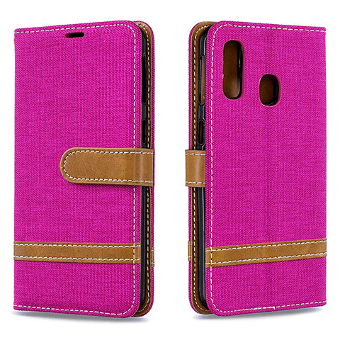 Coque Portefeuille Livre Cuir Etui Clapet B16F pour Samsung Galaxy A40 Rose Rouge
