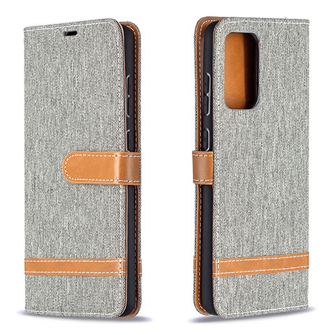 Coque Portefeuille Livre Cuir Etui Clapet B16F pour Samsung Galaxy A72 4G Gris