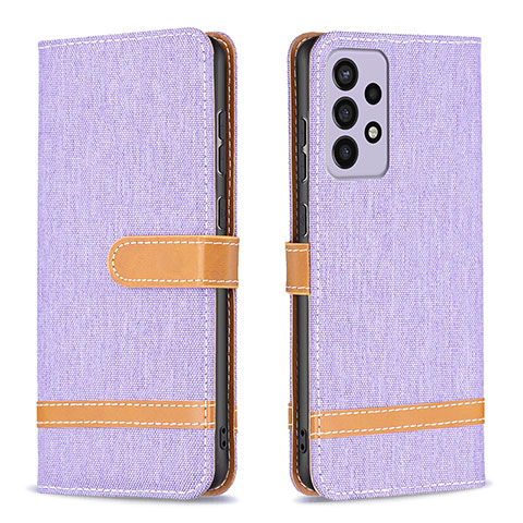 Coque Portefeuille Livre Cuir Etui Clapet B16F pour Samsung Galaxy A73 5G Violet Clair