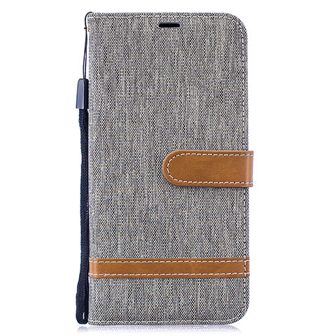 Coque Portefeuille Livre Cuir Etui Clapet B16F pour Samsung Galaxy M10 Gris