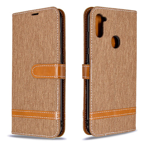 Coque Portefeuille Livre Cuir Etui Clapet B16F pour Samsung Galaxy M11 Or