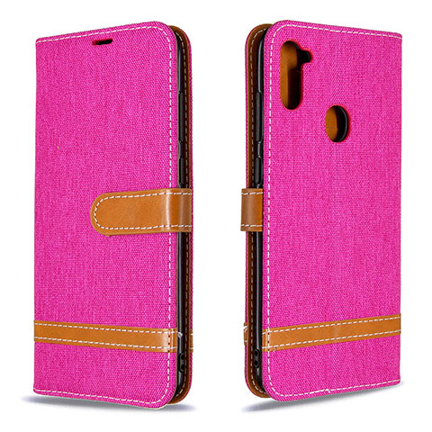 Coque Portefeuille Livre Cuir Etui Clapet B16F pour Samsung Galaxy M11 Rose Rouge