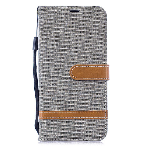 Coque Portefeuille Livre Cuir Etui Clapet B16F pour Samsung Galaxy M20 Gris