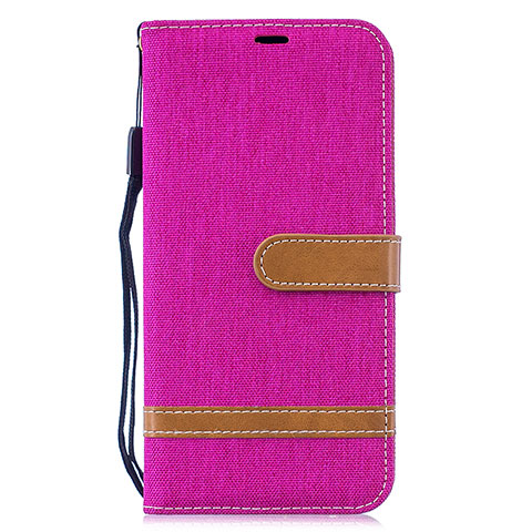 Coque Portefeuille Livre Cuir Etui Clapet B16F pour Samsung Galaxy M20 Rose Rouge