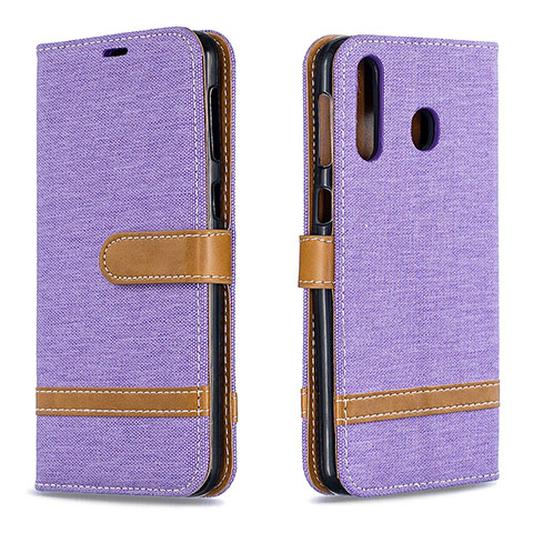 Coque Portefeuille Livre Cuir Etui Clapet B16F pour Samsung Galaxy M30 Violet Clair