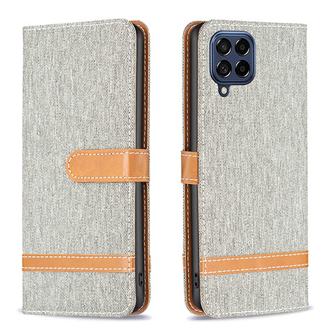 Coque Portefeuille Livre Cuir Etui Clapet B16F pour Samsung Galaxy M53 5G Gris