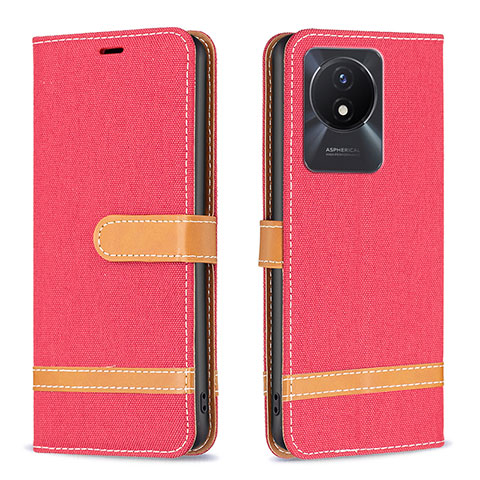 Coque Portefeuille Livre Cuir Etui Clapet B16F pour Vivo Y02 Rouge