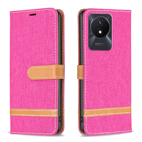 Coque Portefeuille Livre Cuir Etui Clapet B16F pour Vivo Y02A Rose Rouge