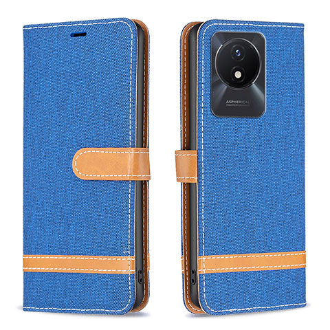 Coque Portefeuille Livre Cuir Etui Clapet B16F pour Vivo Y02t Bleu Royal